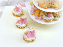 Load image into Gallery viewer, Pink Butterfly Cream-Filled French Sablé - 12th Scale Miniature Food
