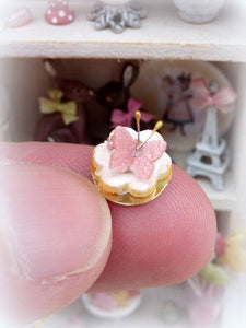 Pink Butterfly Cream-Filled French Sablé - 12th Scale Miniature Food