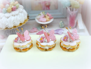 Pink Butterfly Cream-Filled French Sablé - 12th Scale Miniature Food