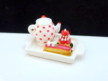 Load image into Gallery viewer, Tea Tray Set with French Pastries - Strawberry - 12th Scale Miniature Food