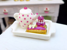 Load image into Gallery viewer, Tea Tray Set with French Pastries - Blackberry - 12th Scale Miniature Food