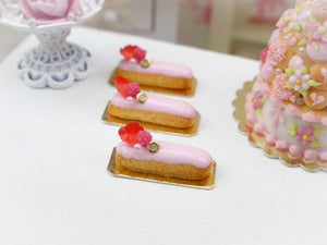 Pink Ispahan Eclair - Miniature Food French Pastry in 12th Scale
