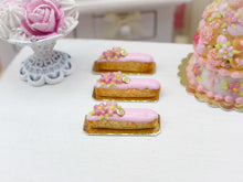 Load image into Gallery viewer, Pink Flower Eclair - Miniature French Pastry in 12th Scale