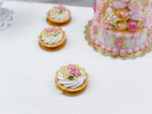 Load image into Gallery viewer, Pink Flower Chantilly Cream Tartlet - Miniature French Pastry in 12th Scale