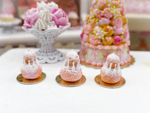 Load image into Gallery viewer, Pink &#39;Biscuit de Reims&#39; Religieuse - Miniature French Pastry in 12th Scale