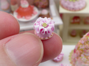 Pink Baby Ruffle Cake - Miniature French Pastry in 12th Scale