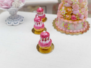Pink Raspberry Religieuse - Miniature Food French Pastry in 12th Scale