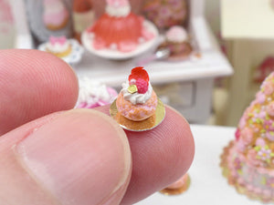 Pink Ispahan Baba - Miniature Food French Pastry in 12th Scale