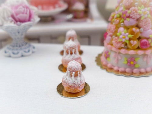 Pink 'Biscuit de Reims' Religieuse - Miniature French Pastry in 12th Scale