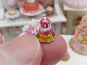 Pink Raspberry Religieuse - Miniature Food French Pastry in 12th Scale