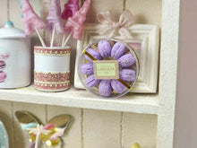 Load image into Gallery viewer, Pretty Box of Violet Parisian Macaroons - Handmade Miniature Food in 12th Scale