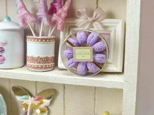 Pretty Box of Violet Parisian Macaroons - Handmade Miniature Food in 12th Scale