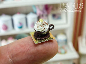 Chocolate Tea Cup Dessert with Cream Topping - French Pastry - Handmade Miniature Food