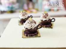 Load image into Gallery viewer, Chocolate Tea Cup Dessert with Cream Topping - French Pastry - Handmade Miniature Food