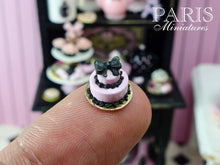 Load image into Gallery viewer, Miniature Pink and Black Bow Cake - French Pastry Miniature Food