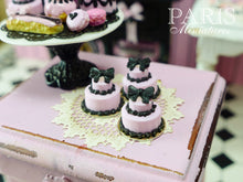 Load image into Gallery viewer, Miniature Pink and Black Bow Cake - French Pastry Miniature Food