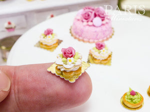 Pink Rose Cream-Filled Flower-Shaped French Sablé Cookie - 12th Scale Miniature Food