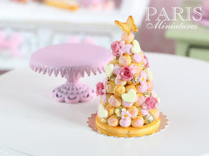 Pink Croquembouche - White Chocolate French Wedding Cake - Miniature Food in 12th Scale