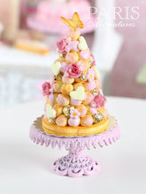 Load image into Gallery viewer, Pink Croquembouche - White Chocolate French Wedding Cake - Miniature Food in 12th Scale