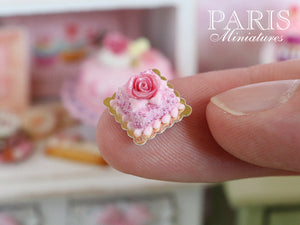 Pink Rose Pastry (Square) - 12th Scale Miniature Food