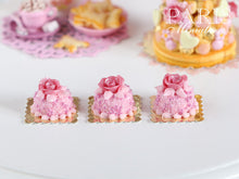 Load image into Gallery viewer, Pink Rose Genoise Pastry (Round) - 12th Scale Miniature Food