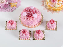 Load image into Gallery viewer, Pink Rose Genoise Pastry (Round) - 12th Scale Miniature Food