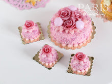 Load image into Gallery viewer, Pink Rose Genoise Pastry (Round) - 12th Scale Miniature Food