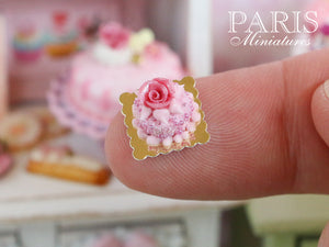 Pink Rose Genoise Pastry (Round) - 12th Scale Miniature Food