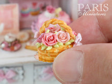 Load image into Gallery viewer, Pink Roses Basket Cake - Handmade Miniature Food