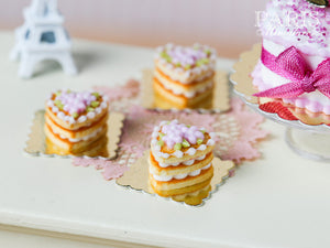French Buttery Shortbread Millefeuille – Valentine’s Pastry - Pink Version - Miniature Food