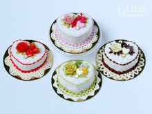 Load image into Gallery viewer, Heartshaped Pink Rose and Red Currant Cake - Miniature Food