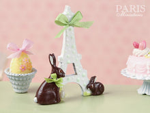 Load image into Gallery viewer, &quot;Easter in Paris&quot; Eiffel Tower and Chocolate Bunny Miniature Decoration Lilac Ribbon