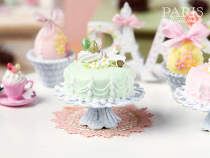 Easter Pastel Fondant Cake (Green) - Miniature Food in 12th Scale for Dollhouse