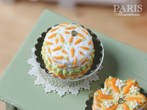 Easter Cake with Hand-piped Carrot Decoration - Miniature Food in 12th Scale for Dollhouse