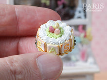 Load image into Gallery viewer, Easter Cream Cake with Candy Egg Nest - with EASTER or PÂQUES Letter Cookies - Miniature Food