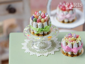 Easter Charlotte (Multi-Coloured Eggs and Green Ribbon) - Miniature Food in 12th Scale for Dollhouse