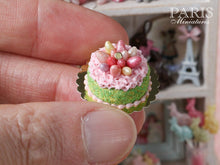 Load image into Gallery viewer, Easter Cake Decorated with Candy Eggs in Pink &#39;Nest&#39; - Miniature Food in 12th Scale
