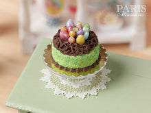 Load image into Gallery viewer, Easter Cake Decorated with Candy Eggs in Chocolate &#39;Nest&#39; - Miniature Food in 12th Scale