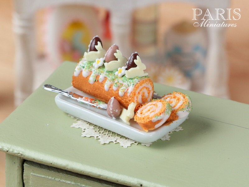 Easter Swiss Roll - Miniature Food in 12th Scale