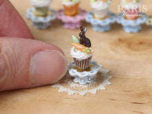 Load image into Gallery viewer, Easter &quot;Showstopper Cupcake (B) - Chocolate Bunny, Carrot, Egg - Miniature Food in 12th Scale