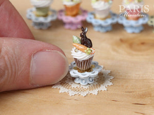Easter "Showstopper Cupcake (B) - Chocolate Bunny, Carrot, Egg - Miniature Food in 12th Scale