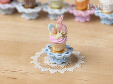 Load image into Gallery viewer, Easter &quot;Showstopper Cupcake (L) - Pink Rabbit, Pink Cream - Miniature Food in 12th Scale