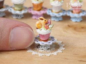 Easter "Showstopper Cupcake (A) - Bunny Cookie, Eggs, Blossom - Miniature Food in 12th Scale