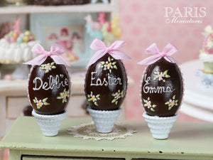 PERSONALISED Chocolate Easter Egg in Shabby Chic Pot. Choose your name / text! Miniature Food