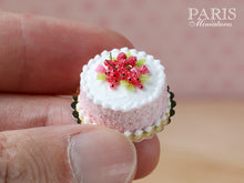 Load image into Gallery viewer, Pastel Cake - Pink, Decorated with Red Fruit &amp; Berlingot Candy - Miniature Food