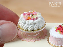 Load image into Gallery viewer, Marie-Antoinette Style Cream Cake Decorated with Sugared Rose Petals - Miniature Food