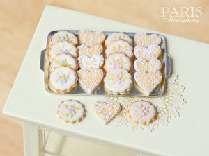 Iced Butter Cookies on Metal Baking Sheet - Miniature Food in 12th Scale for Dollhouse