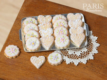 Load image into Gallery viewer, Iced Butter Cookies on Metal Baking Sheet - Miniature Food in 12th Scale for Dollhouse