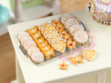 Load image into Gallery viewer, Iced Butter Cookies on Metal Baking Sheet - Five Varieties - Miniature Food