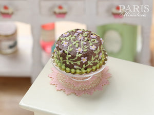 Chocolate Floral Summer Cake - Miniature Food in 12th Scale for Dollhouse